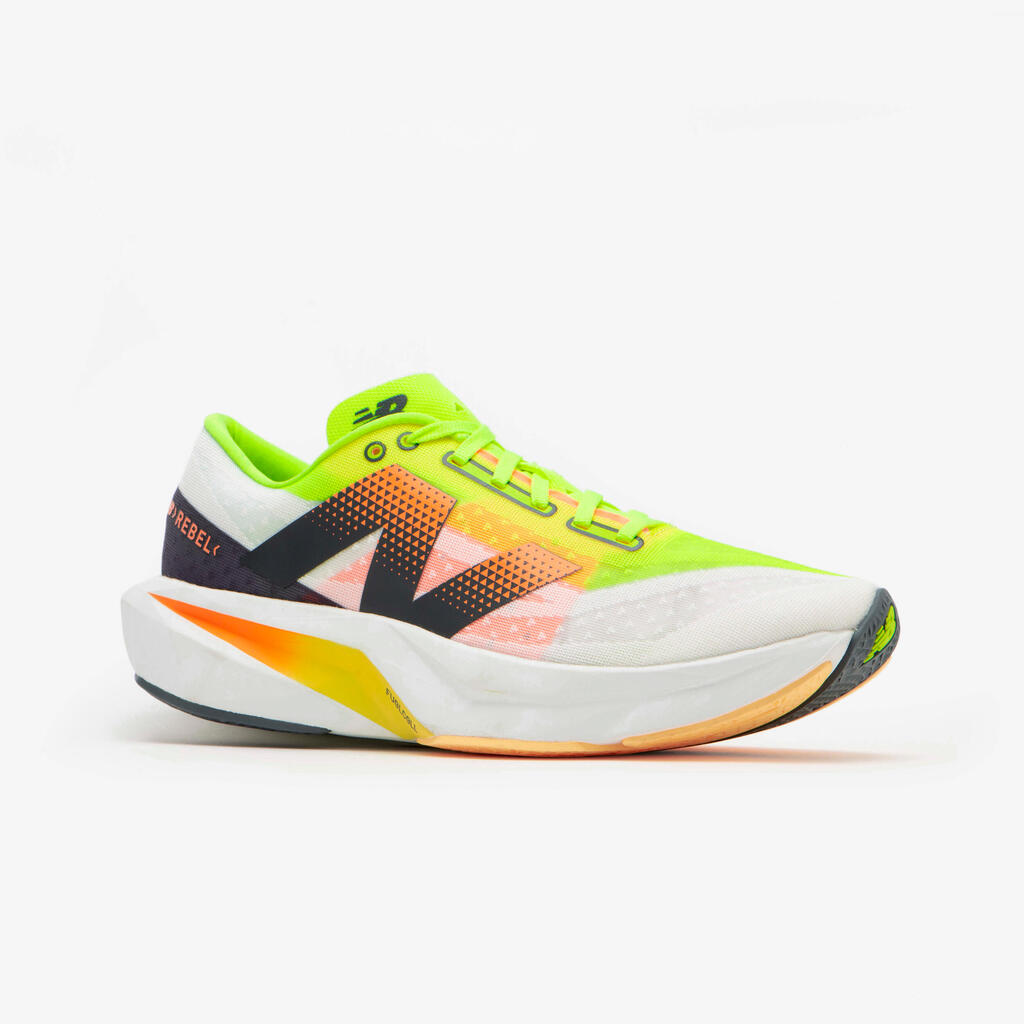 MEN'S NEW BALANCE FUELCELL REBEL V4 RUNNING SHOES - WHITE AND MULTICOLOURED