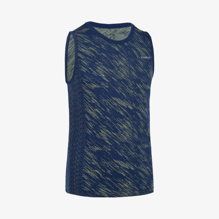 Kids' seamless KIPRUN light 900 running tank top - navy yellow