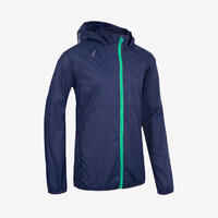 Kids' Kiprun Wind running windproof hooded jacket - navy green 