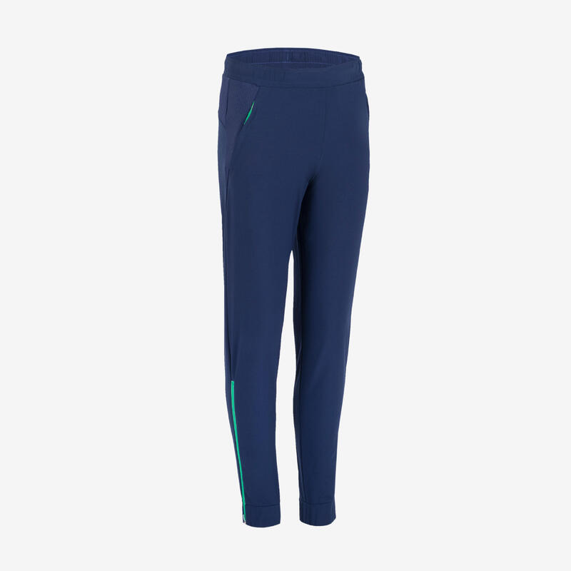 Pantalon de running avec zip Enfant - KIPRUN DRY+ marine vert