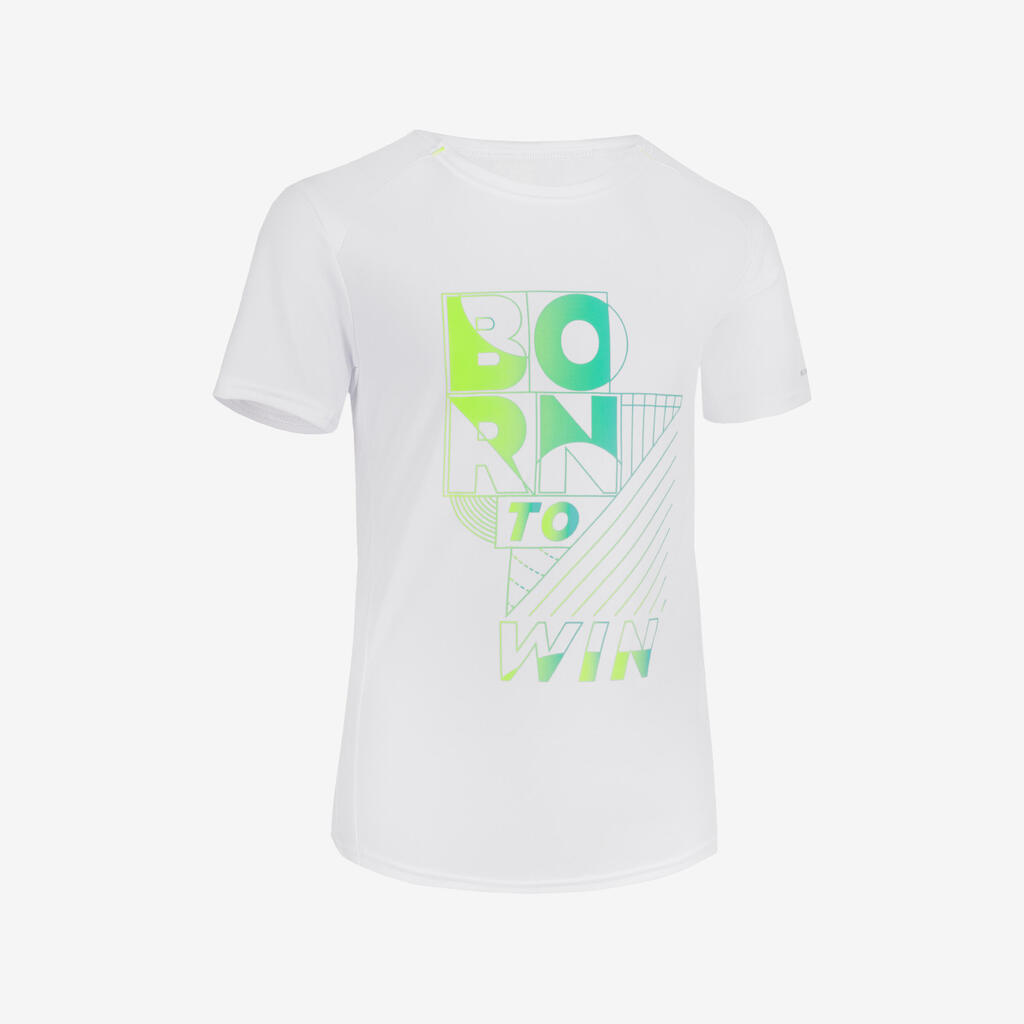 T-shirt de running respirant Enfant - KIPRUN Dry+ 500 marine gris