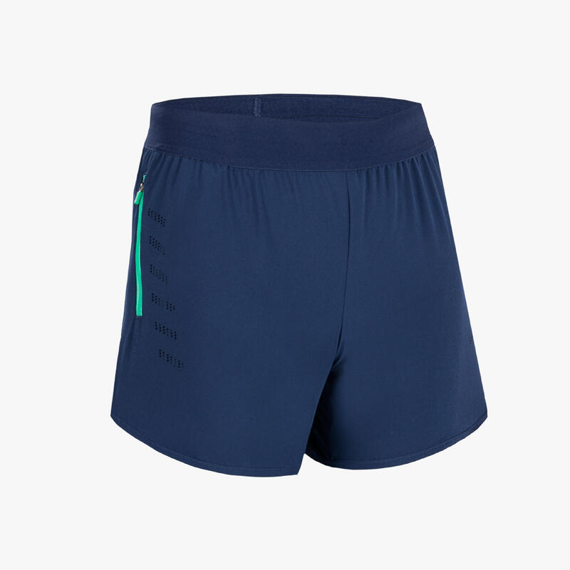 兒童跑步短褲 DRY+ 900－軍藍色和綠色