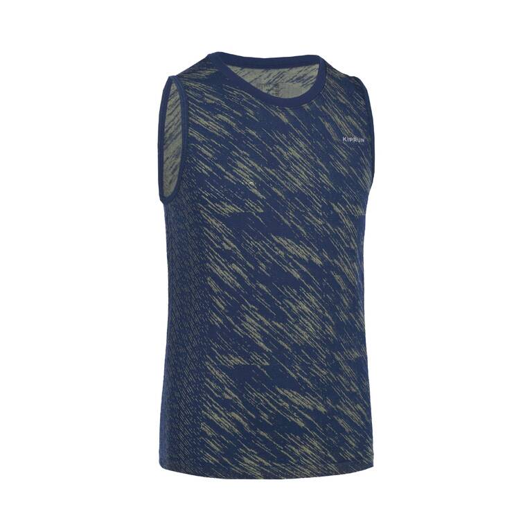 Kids' seamless KIPRUN light 900 running tank top - navy yellow