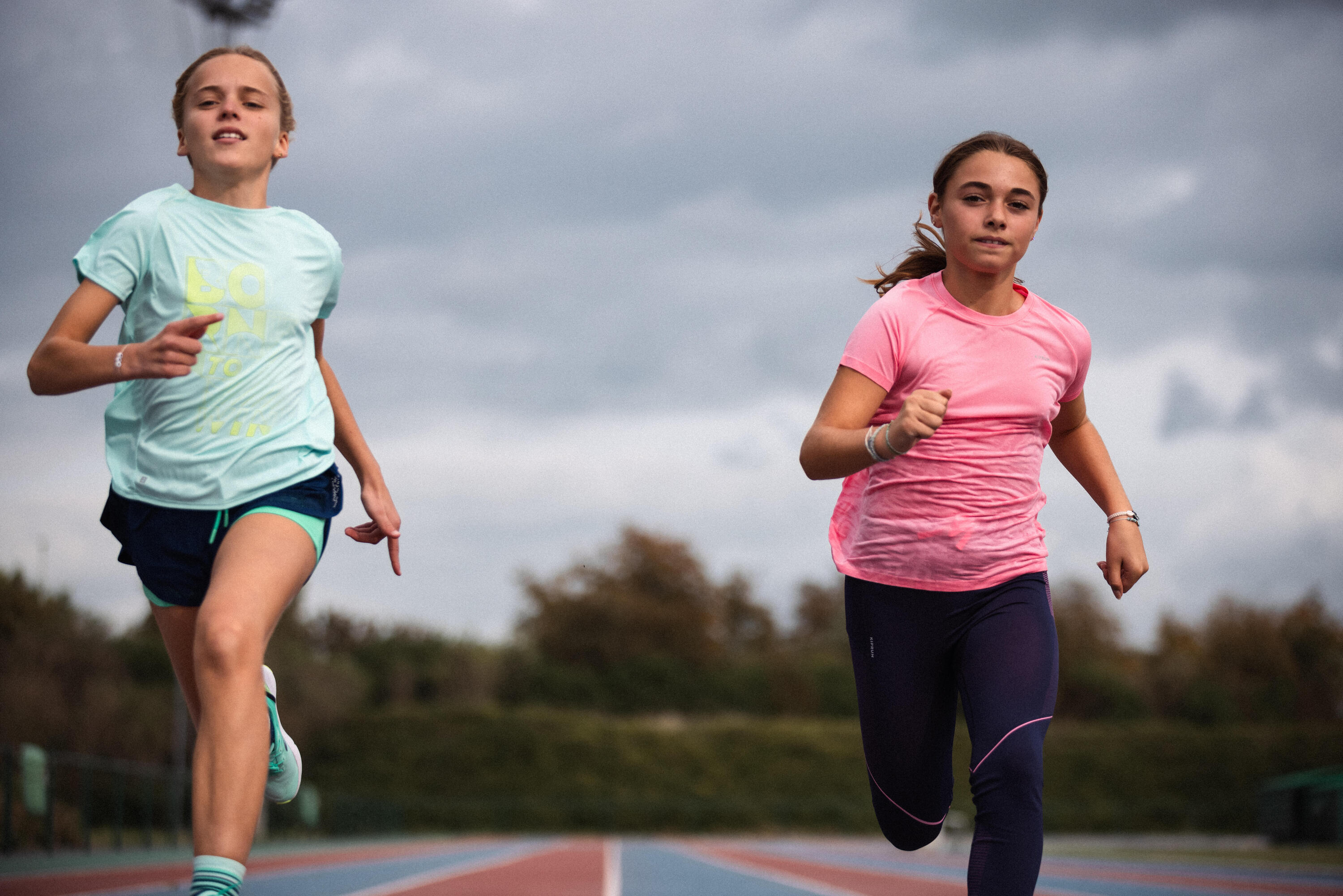 Maglia running bambina DRY+ 500 verde 11/14