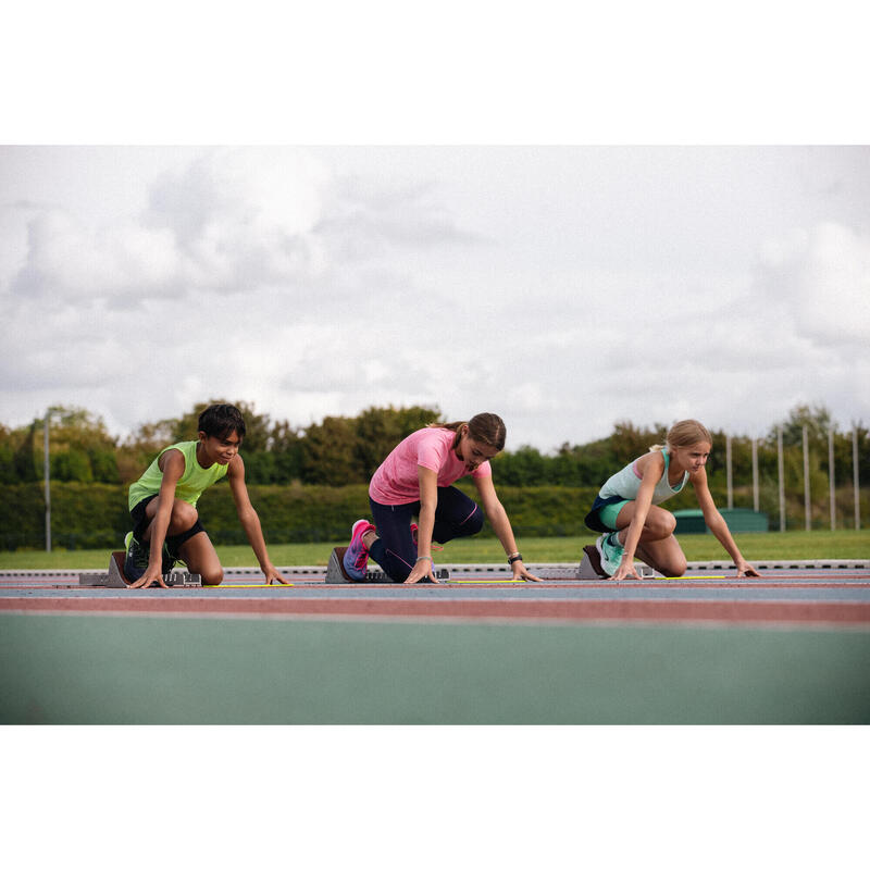 Débardeur running sans couture Enfant - KIPRUN light 900 jaune fluo