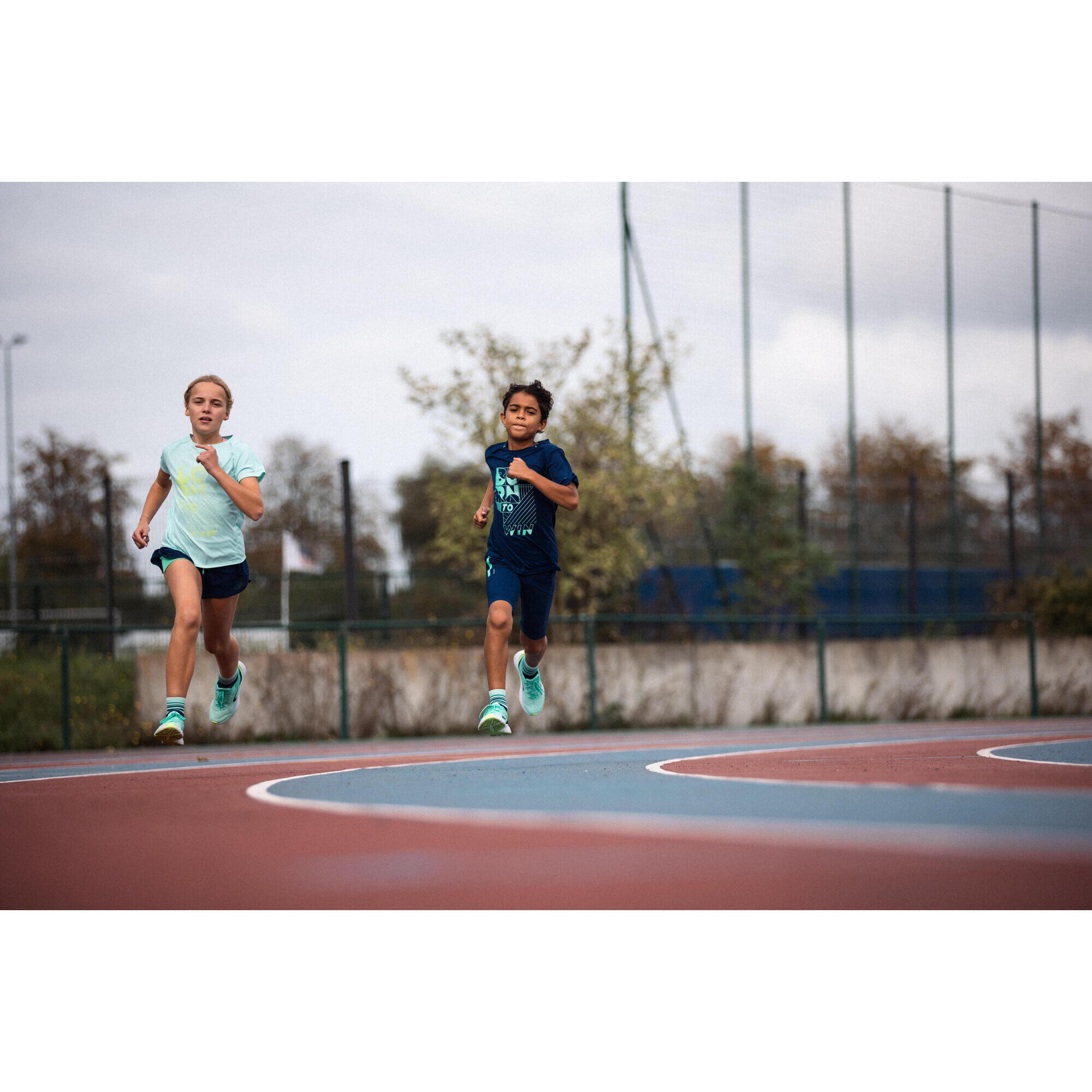 KIPRUN Maglietta da running traspirante per bambini - Dry+ 500 verde navy