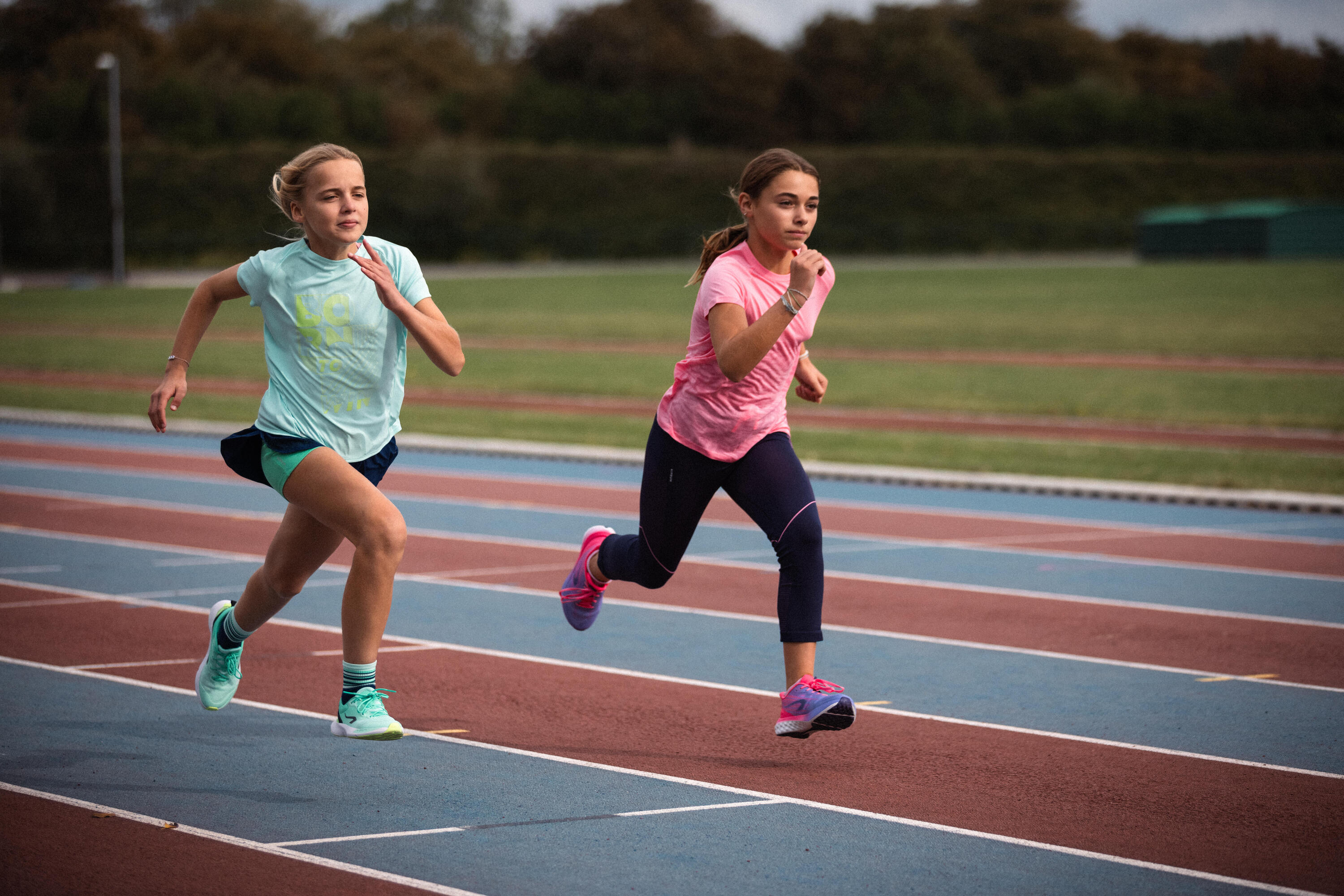 Maglia running bambina DRY+ 500 verde 10/14