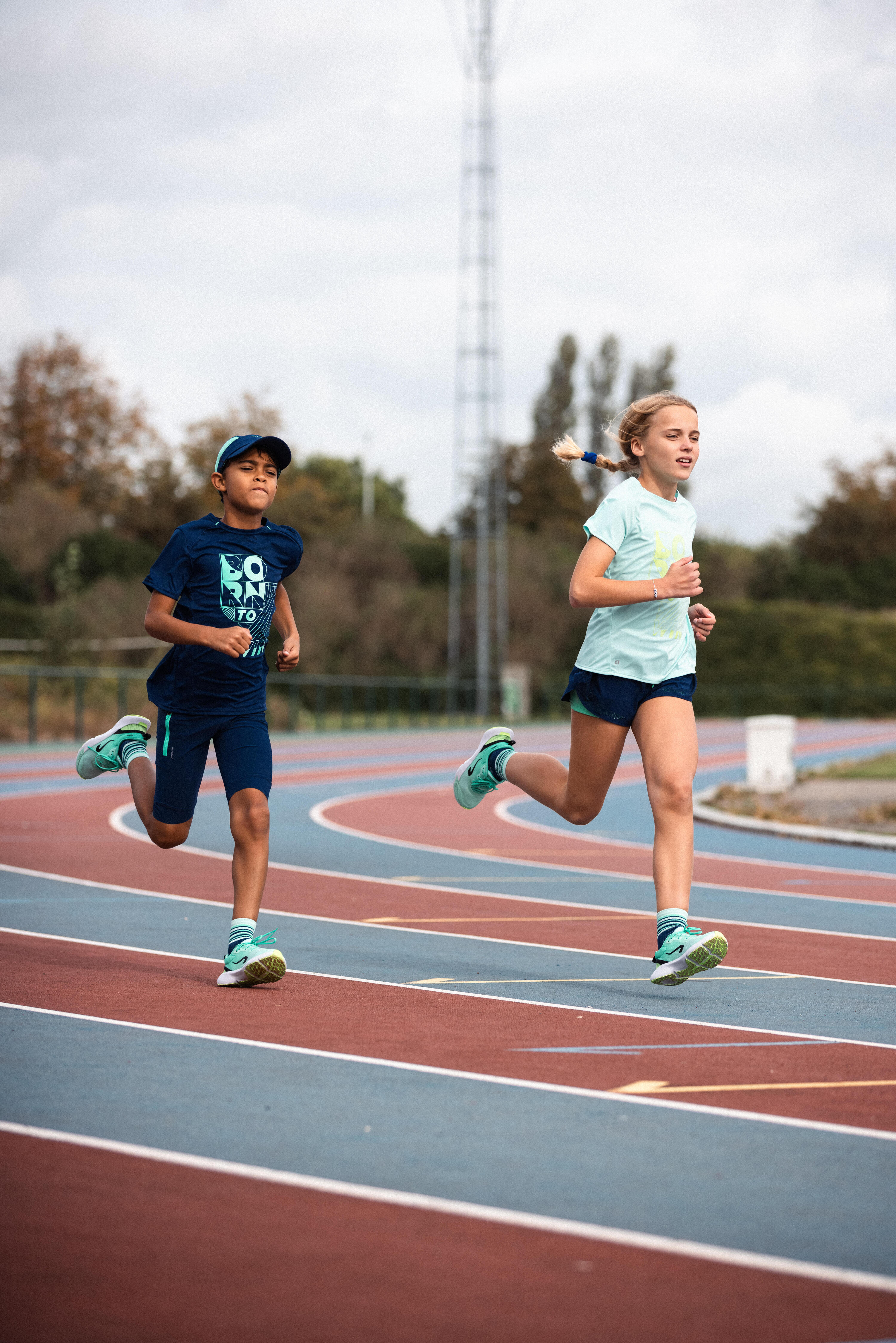 Maglia running bambina DRY+ 500 verde 13/14