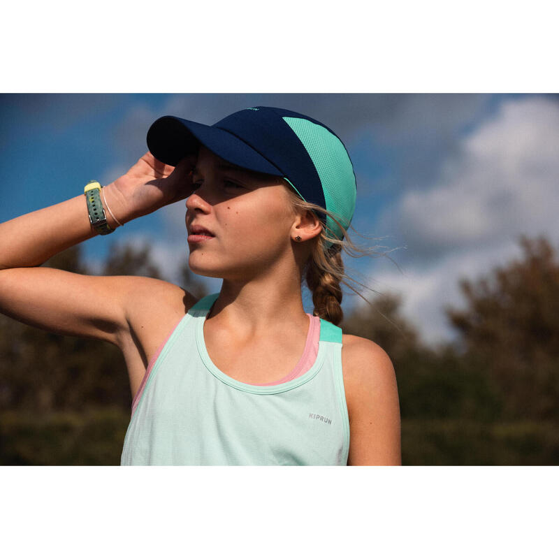 Lauf-Cap Schirmmütze Kinder atmungsaktiv - Run Dry dunkelblau/grün 