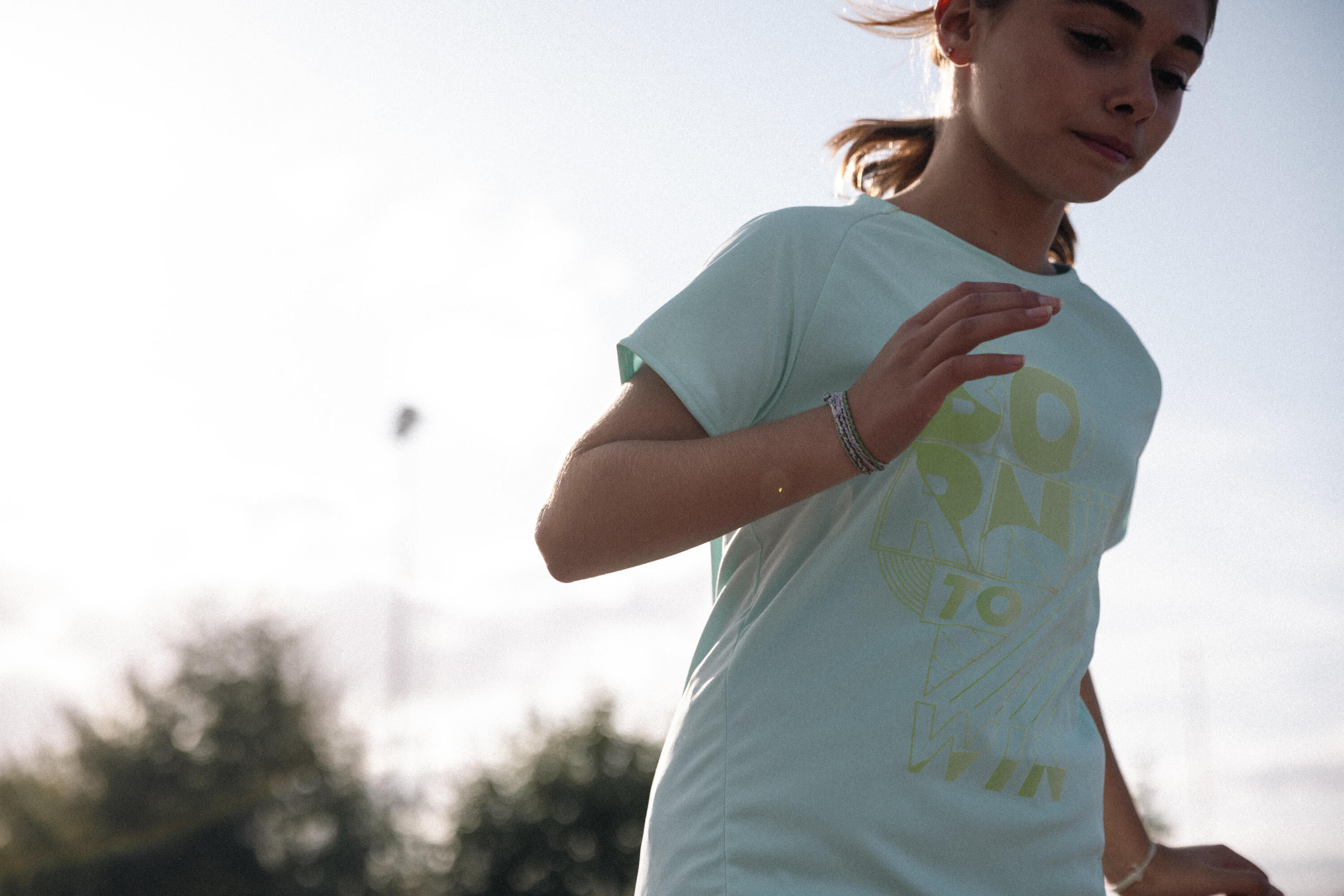 Maglia running bambina DRY+ 500 verde 12/14