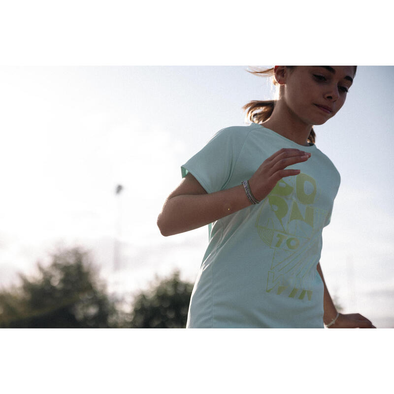 Ademend hardloopshirt voor meisjes DRY+ 500 pastelgroen