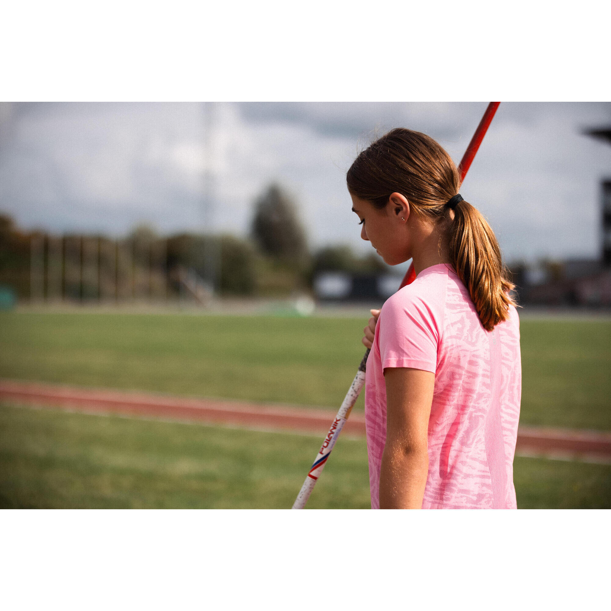 Girl's seamless running T-shirt - KIPRUN CARE 900 pink