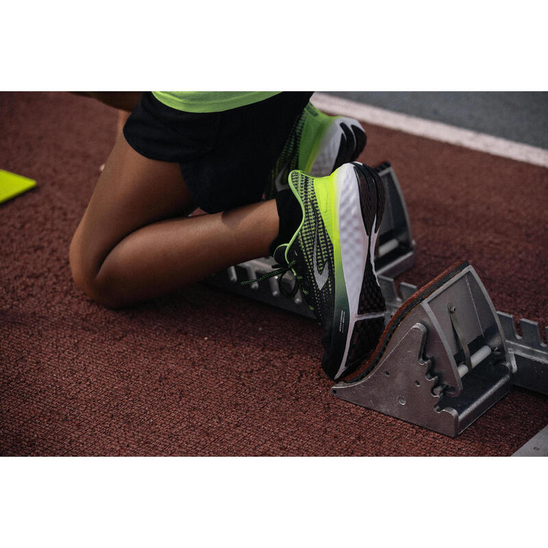 Încăl��ăminte Alergare Kiprun K500 Fast Negru-Galben Copii