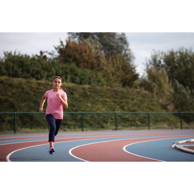 Corsaire de running Fille - KIPRUN Confort 500 marine et rose