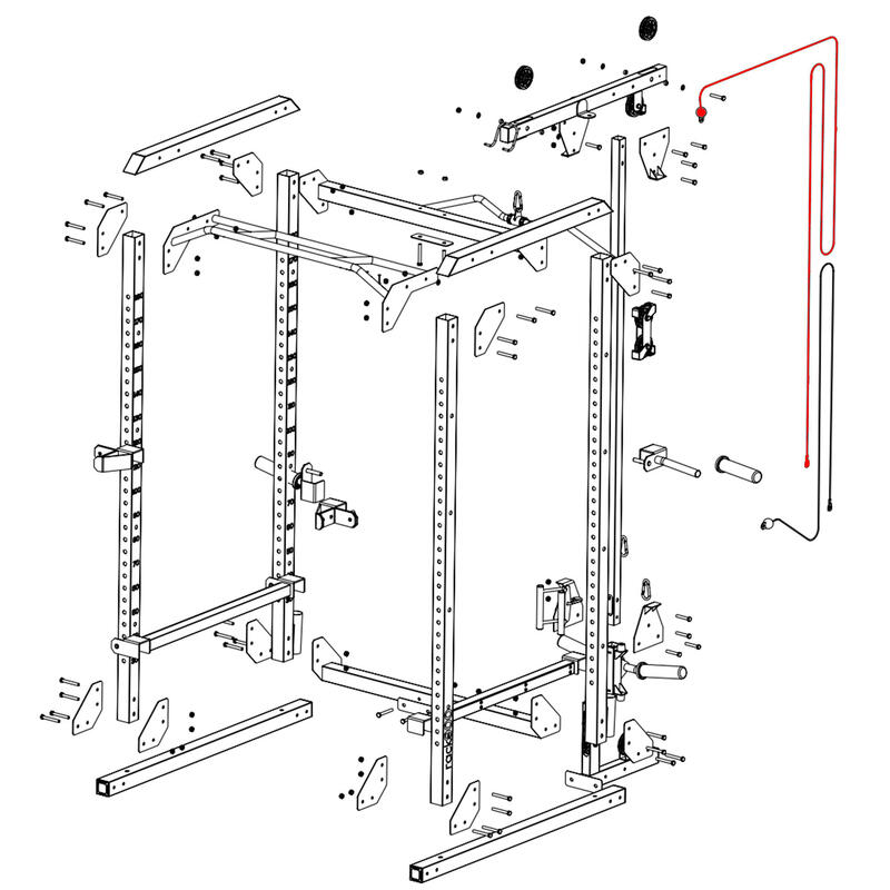 Bovenste kabel L4300mm ⌀5mm reserveonderdeel voor Power Rack 900