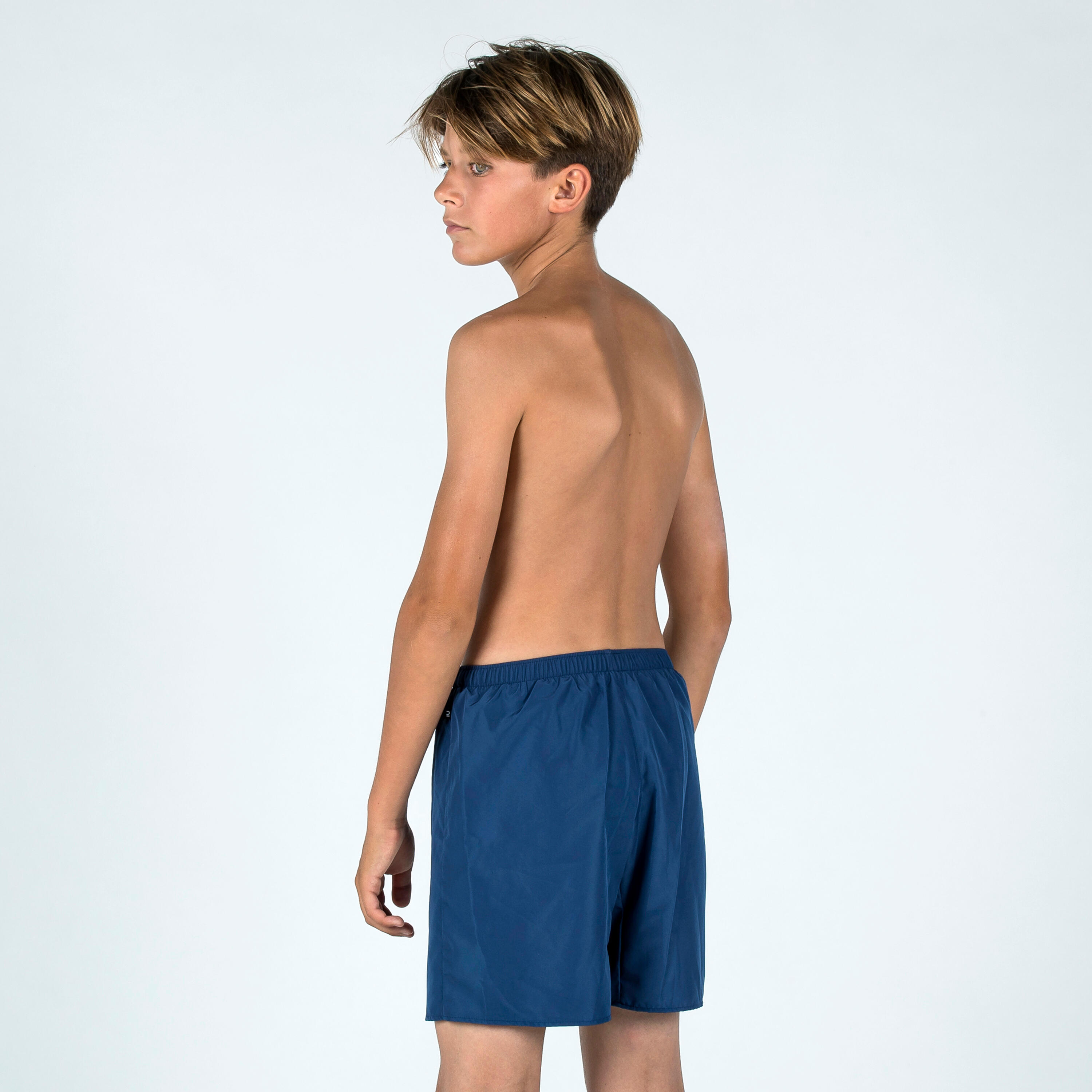 Boy's swim shorts -100 navy blue 3/5