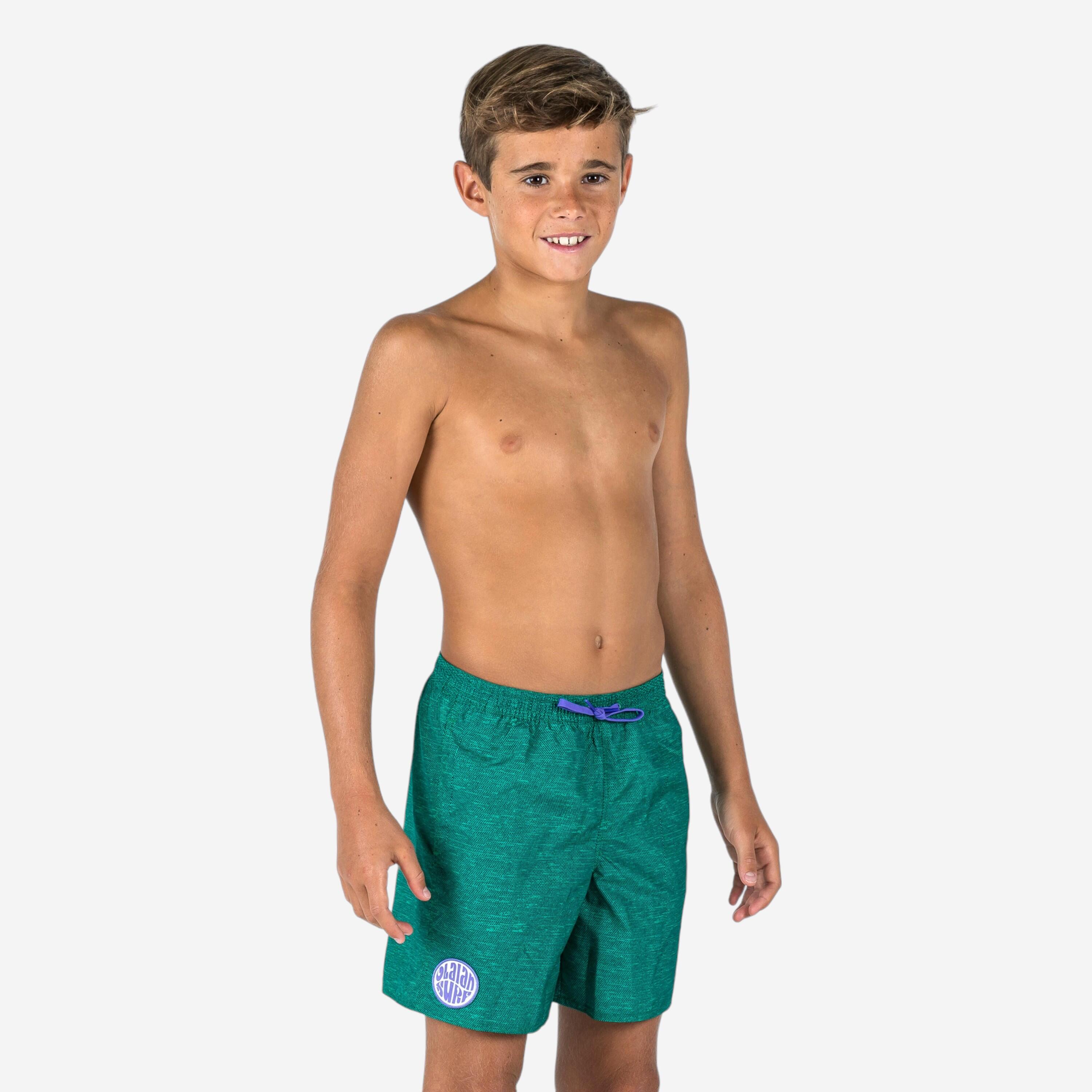 Short de bain bleu ciel bleu marine OLAIAN Decathlon