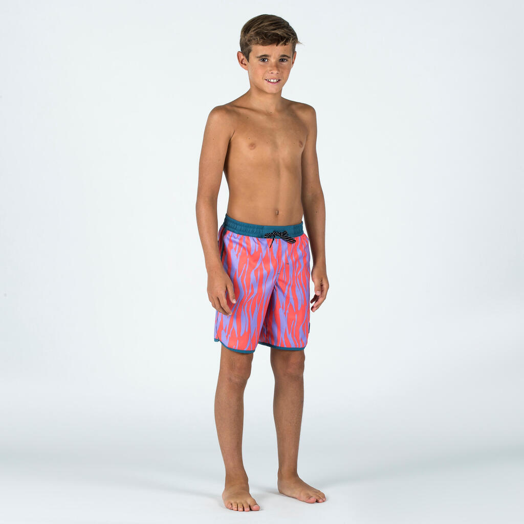 Boardshorts Kinder Jungen 500 Brush Lines blau