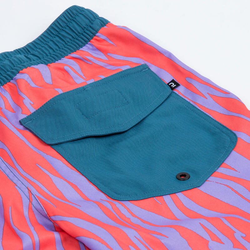 Boardshort jongens 500 Zebra rood paars