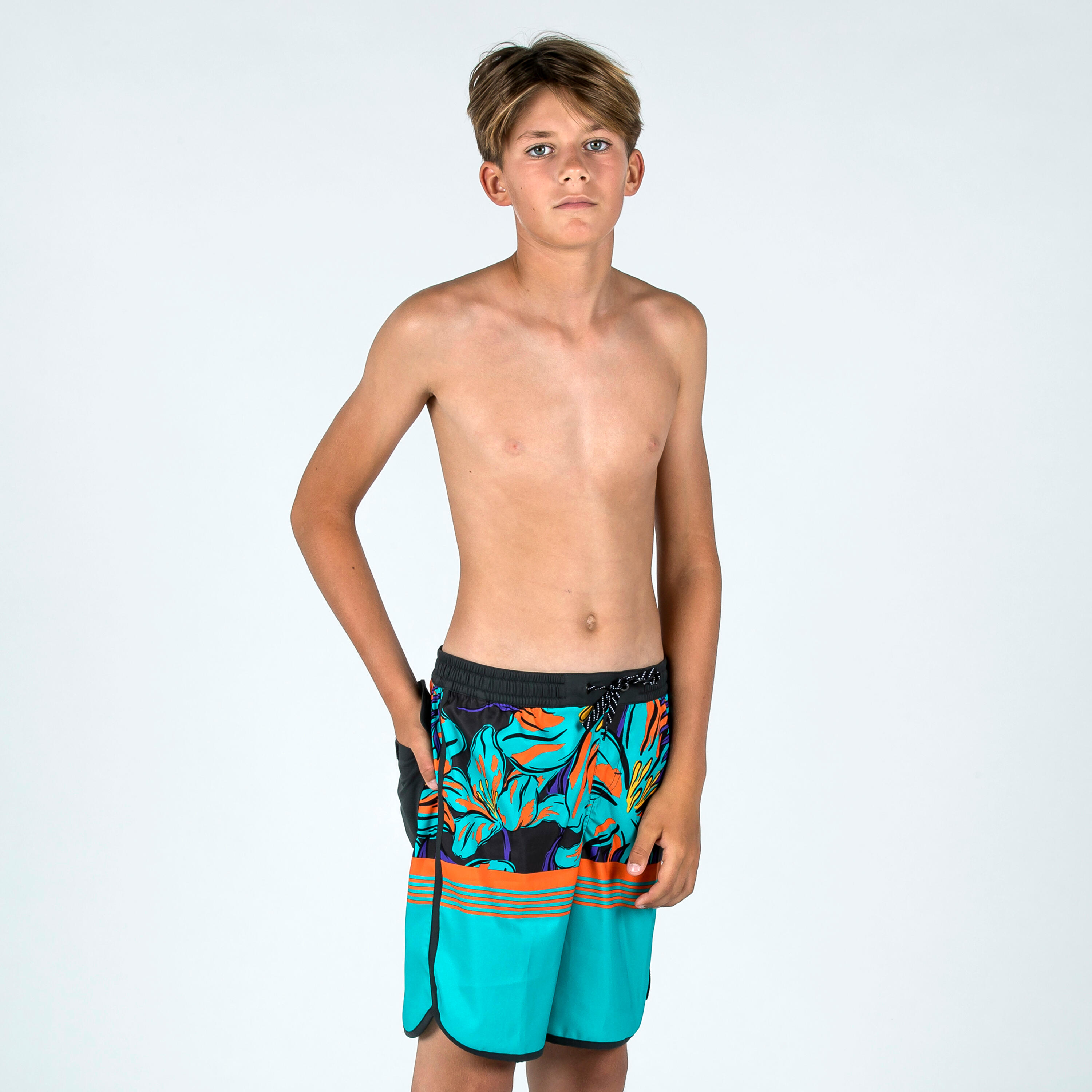 OLAIAN Boy's swim shorts - 500 Memphis green