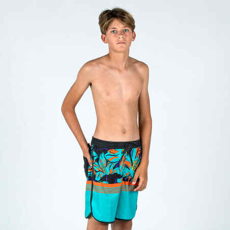 Boy's swim shorts - 500 Memphis green