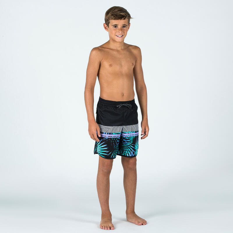 Boardshorts Kinder Jungen 500 Palmsand schwarz