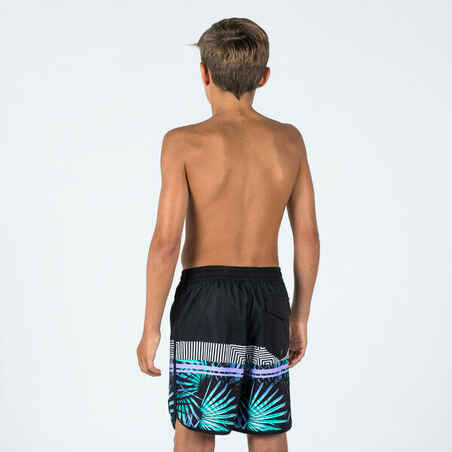 Boys' swim shorts - 500 Palmsand black