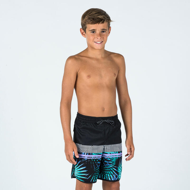 Boardshort jongens 500 Palmsand zwart