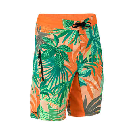 Oranžne plavalne kratke hlače 550 za dečke