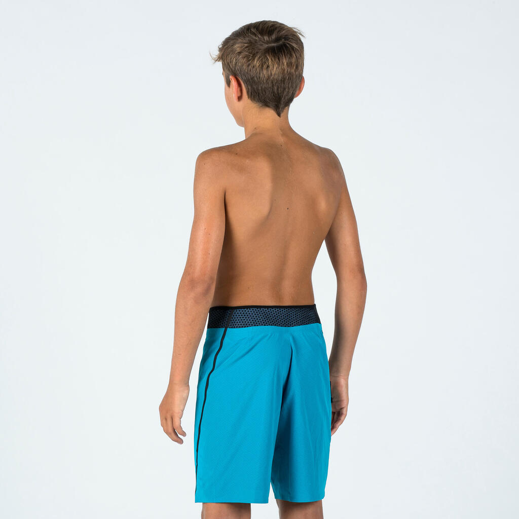 Boy's swim shorts - 900 black and blue stripes