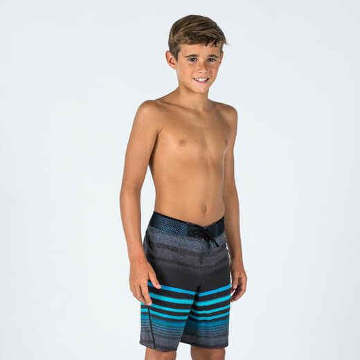 
      Boy's swim shorts - 900 black and blue stripes
  