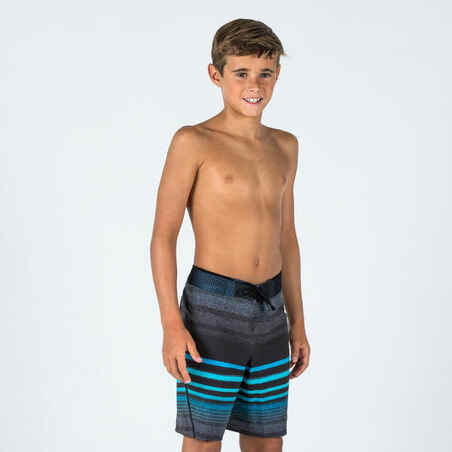 Boy's swim shorts - 900 black and blue stripes