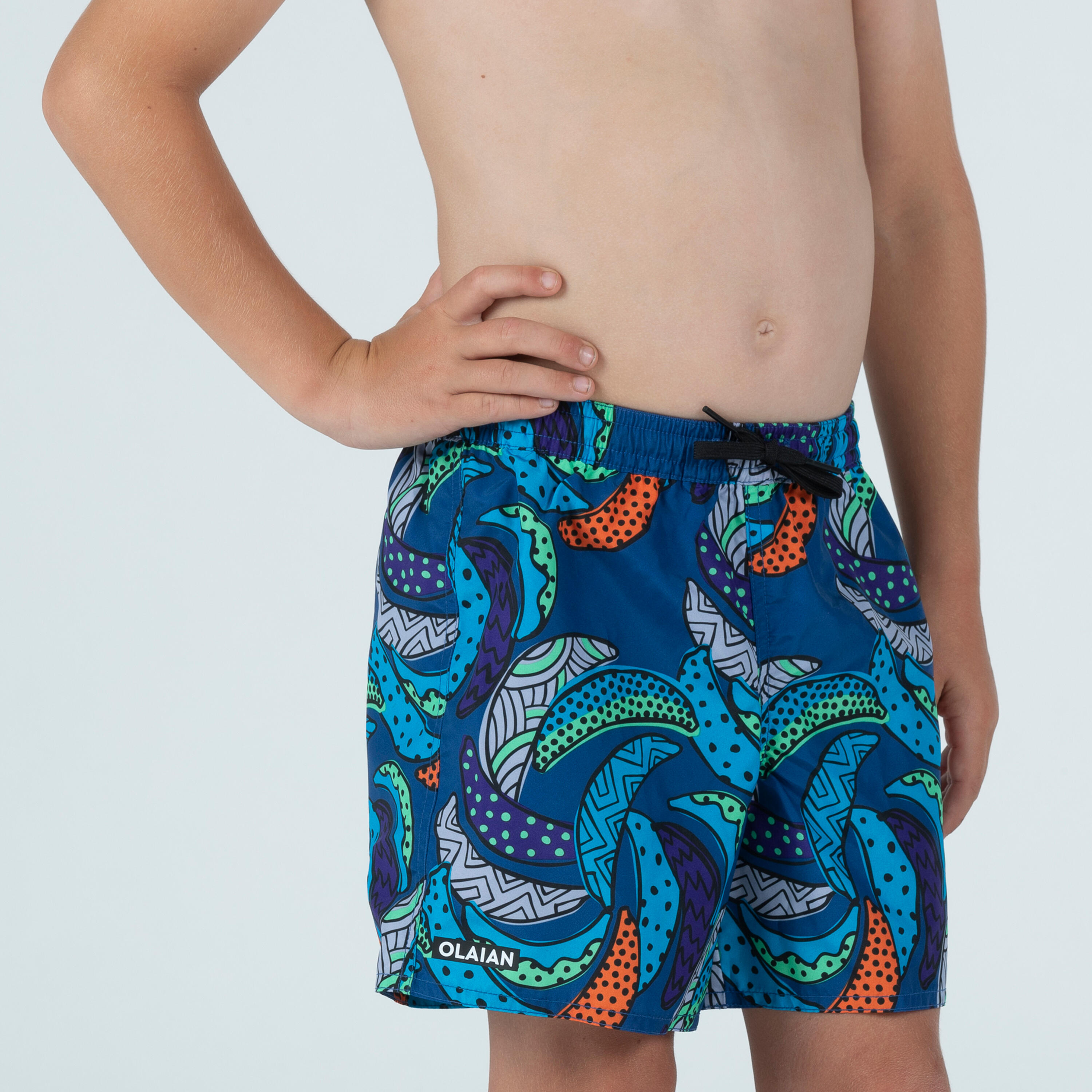 Boy's swim shorts - 100 banana blue 2/4