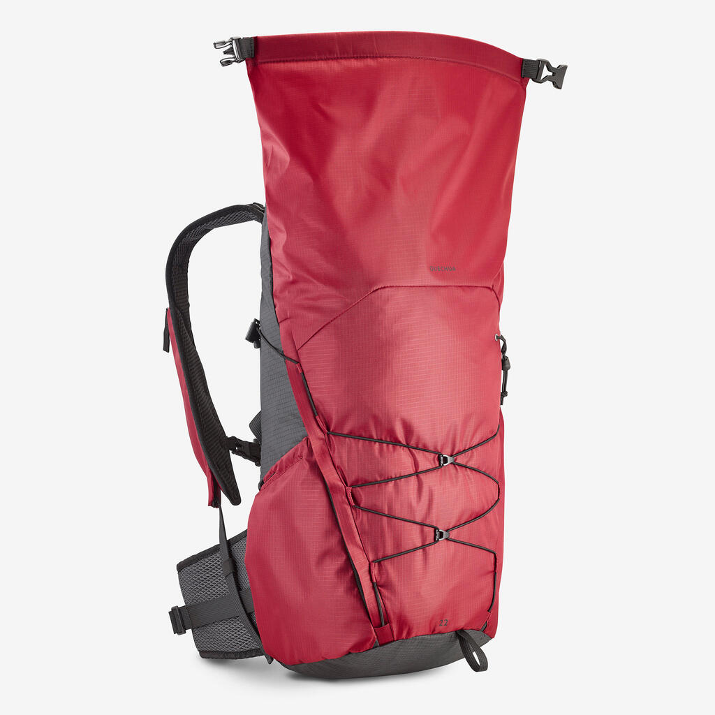 Ranac za planinarenje MH500 Light sa poklopcem na savijanje 22 l - svetlocrveni