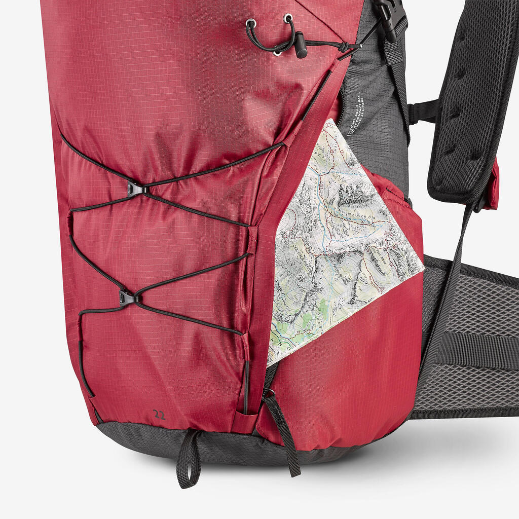 Ranac za planinarenje MH500 Light sa poklopcem na savijanje 22 l - svetlocrveni