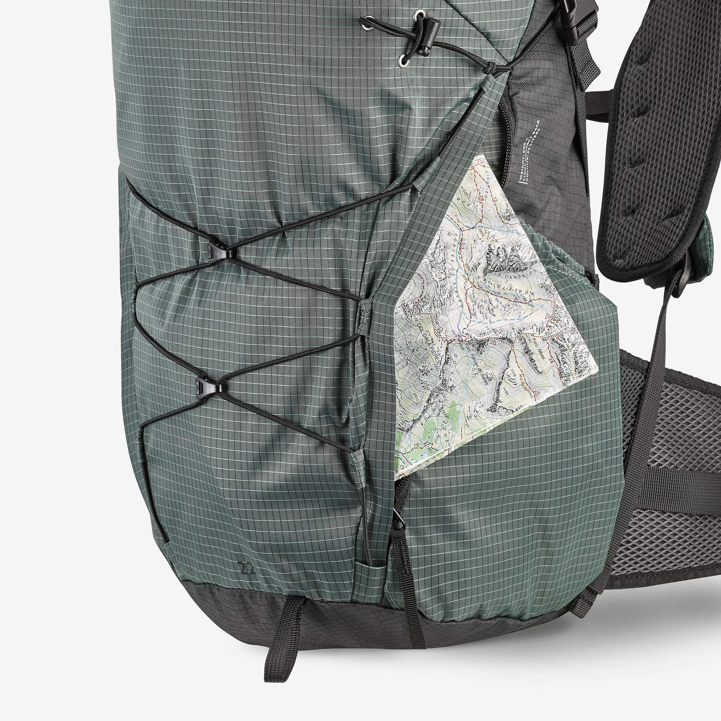 Ransel Gunung Hiking Rolltop 22L MH500 Hijau Muda