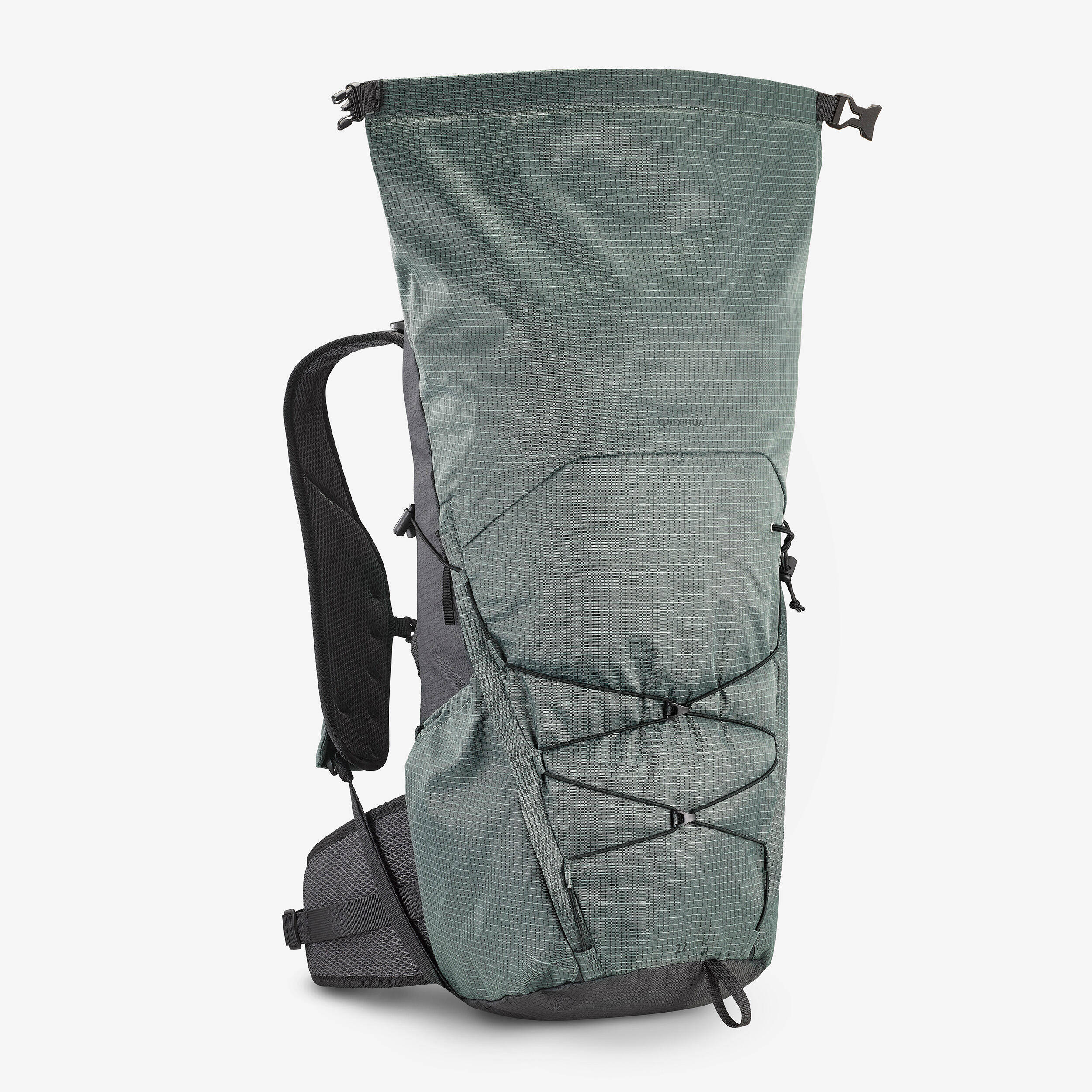 22 L Rolltop Mountain Hiking Backpack - MH500 Light Green -  3