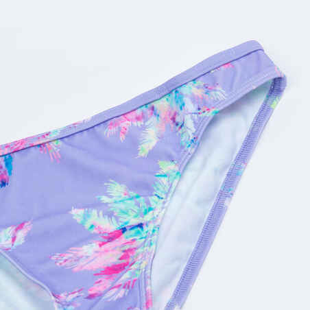 Mergaičių maudymosi kelnaitės „Zeli 100“, violetinės, su palmių raštu