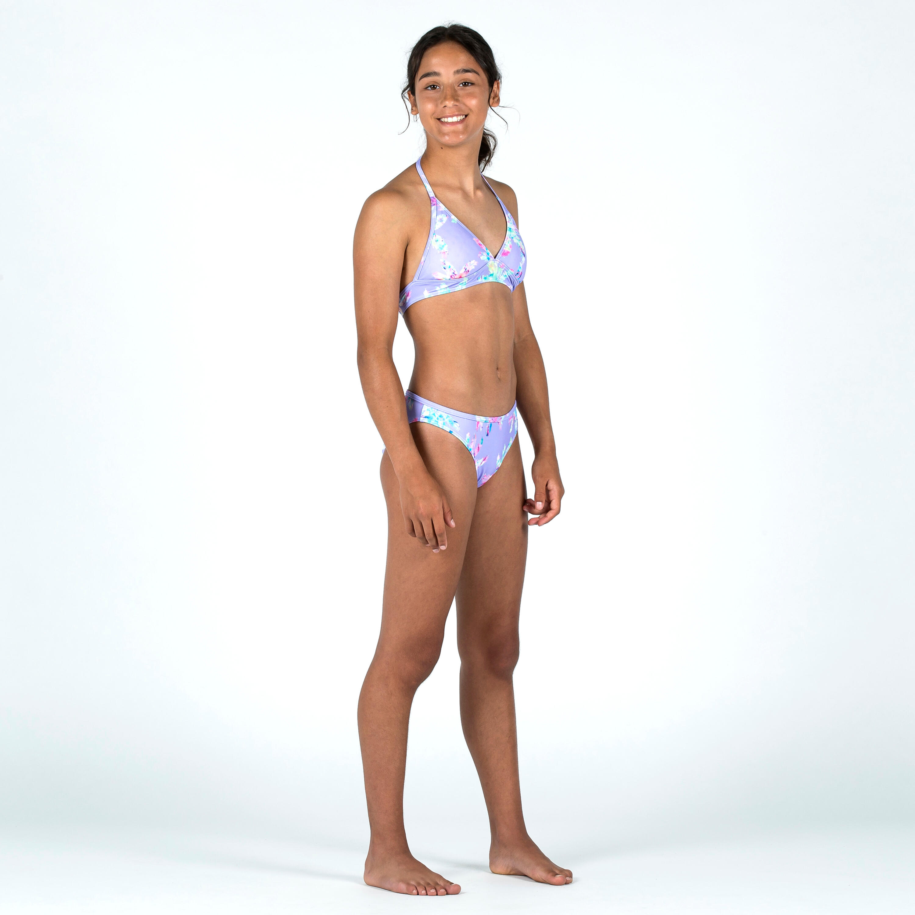 Girl's swimsuit bottoms - 100 Zeli palm violet 5/5