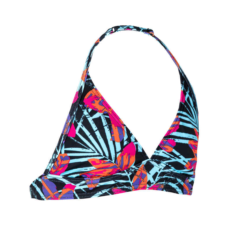 Bikini-Oberteil Mädchen Neckholder 100 Tami Tropical Party rosa - Decathlon