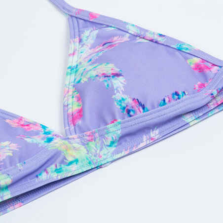 Mergaičių maudymosi liemenėlė „100 Tami“, violetinė, su palmių raštu