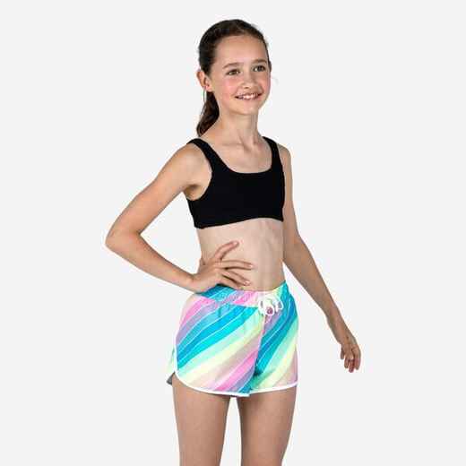 
      Boardshorts Mädchen - 100 Katy Rainbow Stripes türkis
  