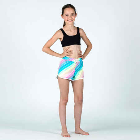 Mergaičių maudymosi šortai „100 Katy rainbow stripes“, turkio spalvos