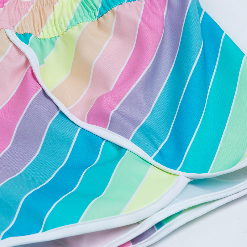 Short de bain Fille - 100 Katy rainbow stripes turquoise