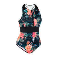 Girl's 1-piece swimsuit - 900 Calysta shiso black