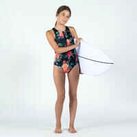 Girl's 1-piece swimsuit - 900 Calysta shiso black