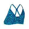 Bikini-Oberteil Mädchen Triangel - 500 Lizy Leopard blau