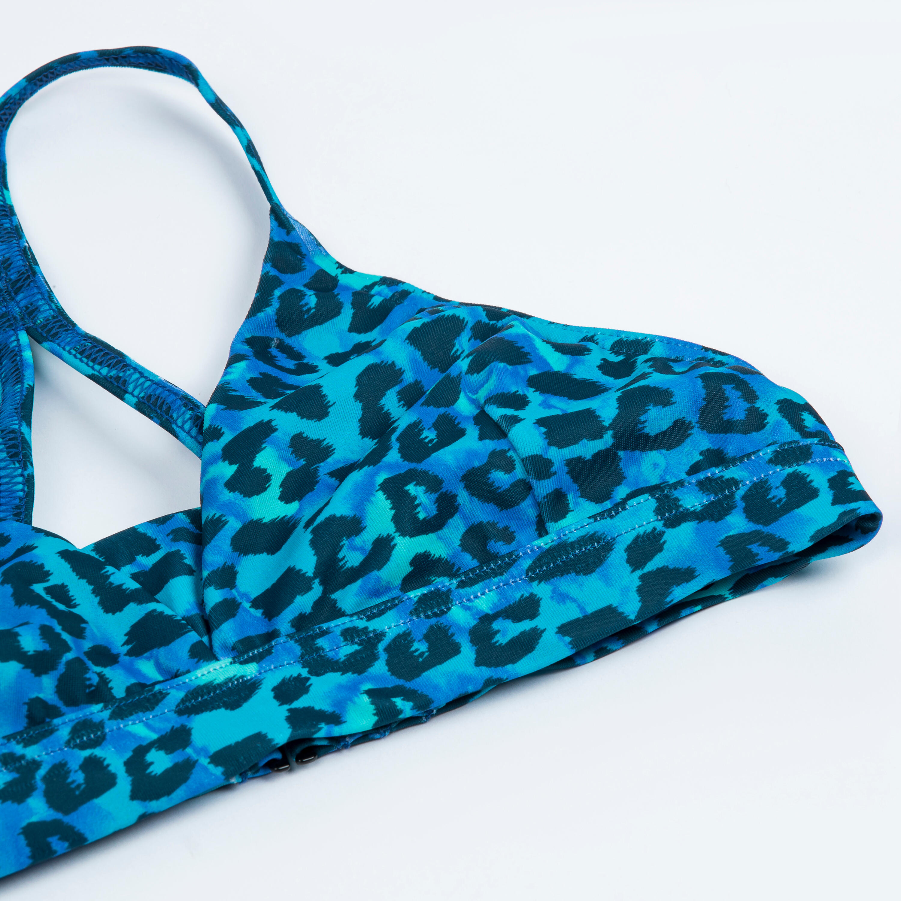 Girl's triangular swimsuit top - 500 Lizy leopard blue 4/5