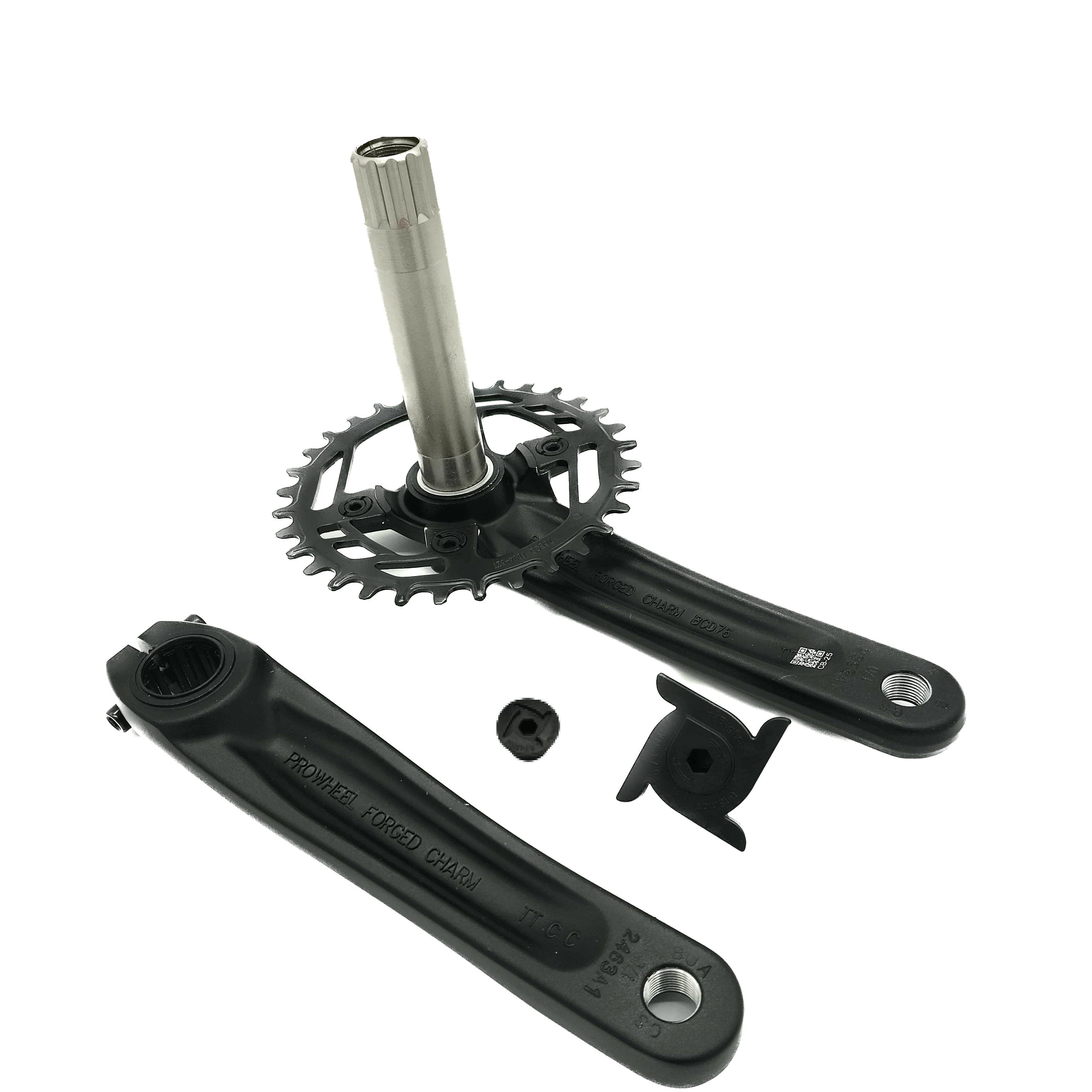 Pédalier Mono Plateau 44 Dents - 170mm, Acier Noir, Pour Vélo (réf. 0000305852040)