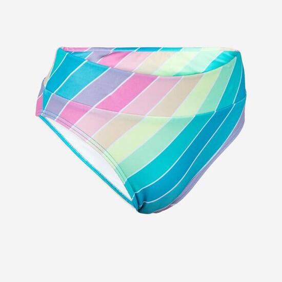 Bikini-Hose Mädchen 500 Bao Rainbow Stripes türkis